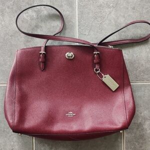 Coach Burgundy Leather Tote Bag